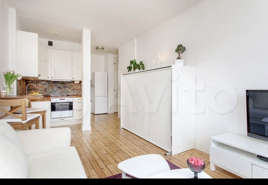 Кухня студия 28 кв м квадратная