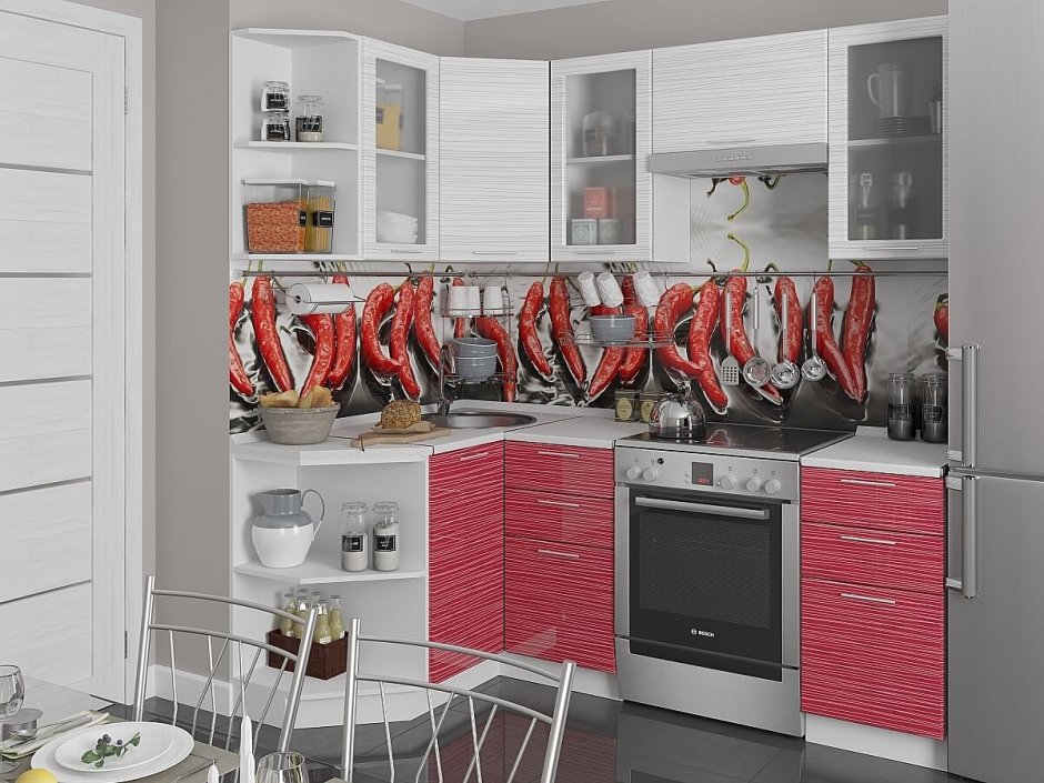 Кухня Валерия красный страйп