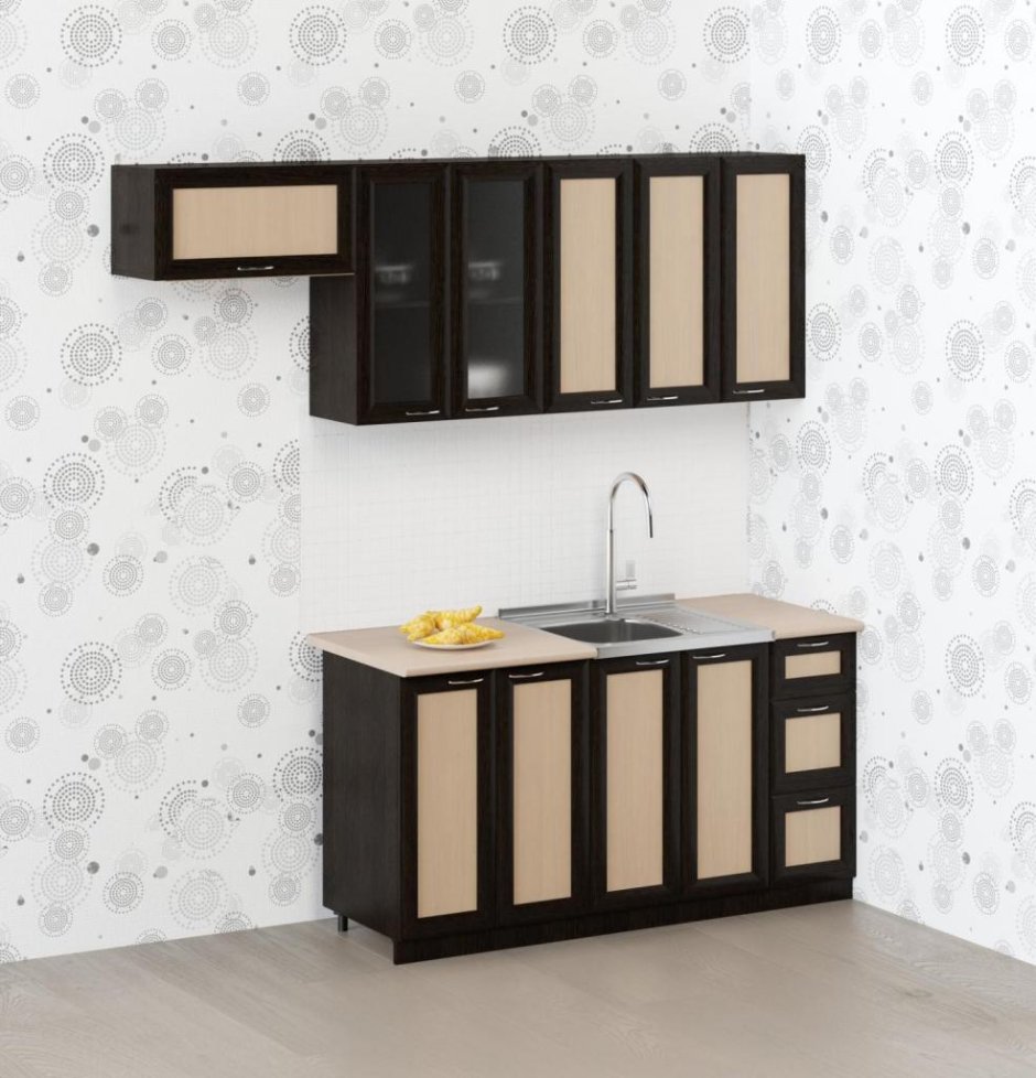 Кухня рамочная 2100 мм (венге/беленый дуб)