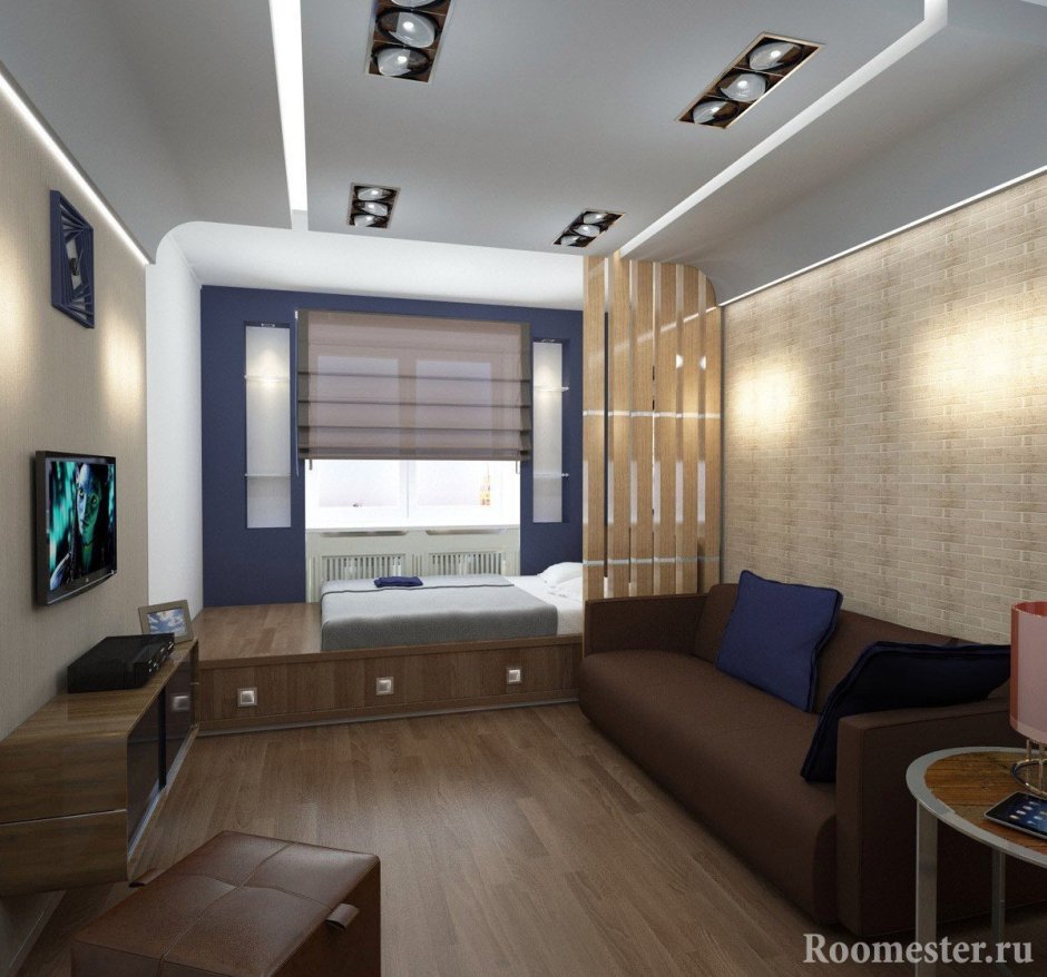 Интерьер квадратной комнаты