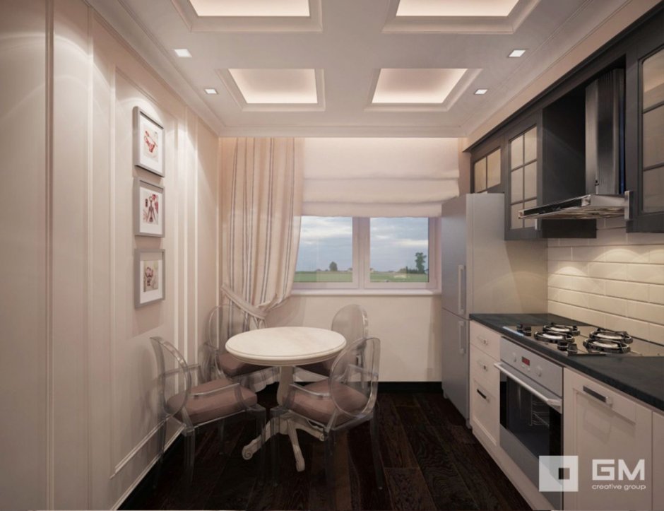 Кухня 7кв м в панельном доме Неоклассика