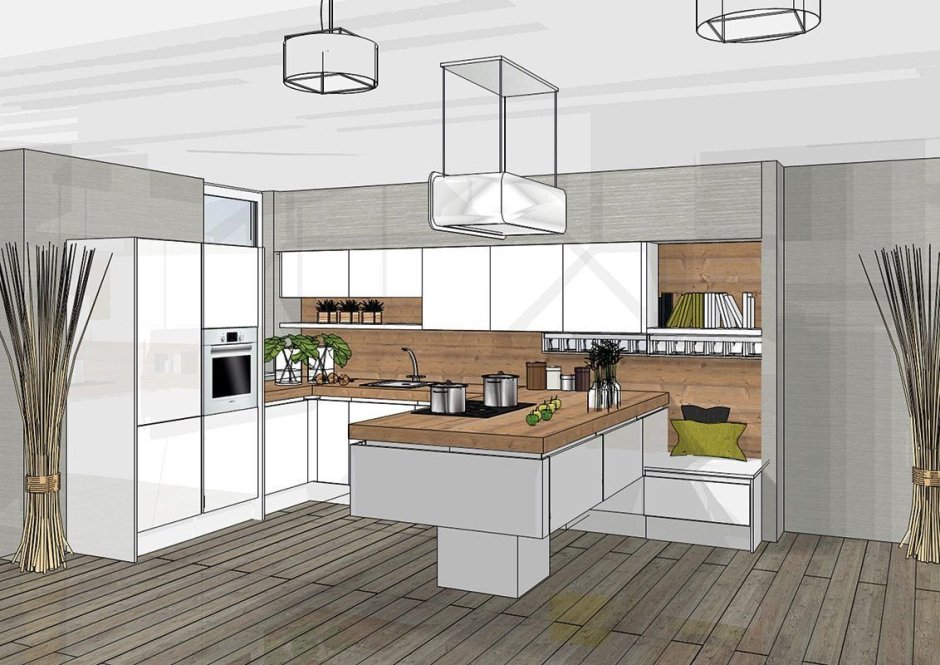 Кухонный гарнитур скеч ап