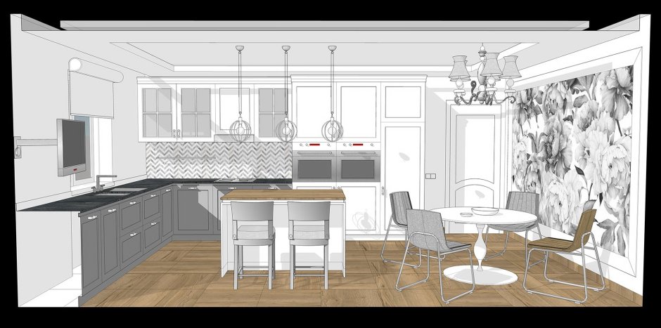 Эскиз кухни столовой