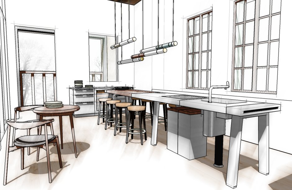 Кухонный гарнитур в скетчапе