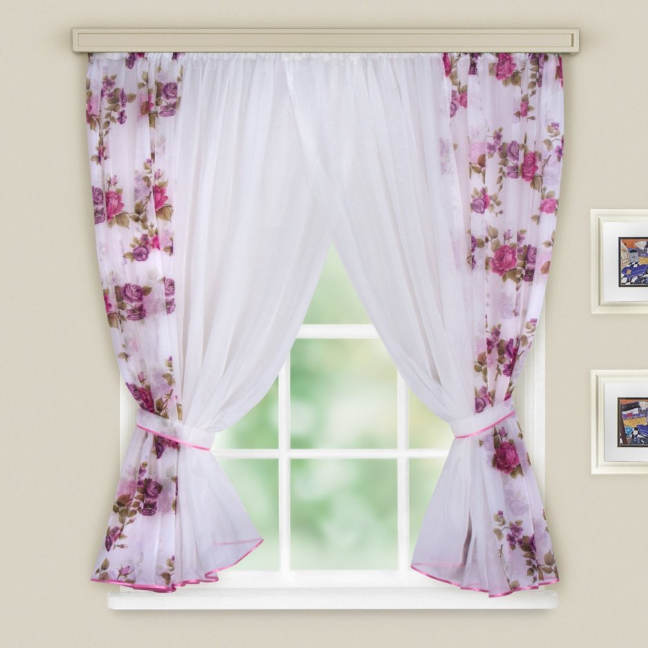 Комплект штор для кухни WITERRA Арина темно-розовый 105356