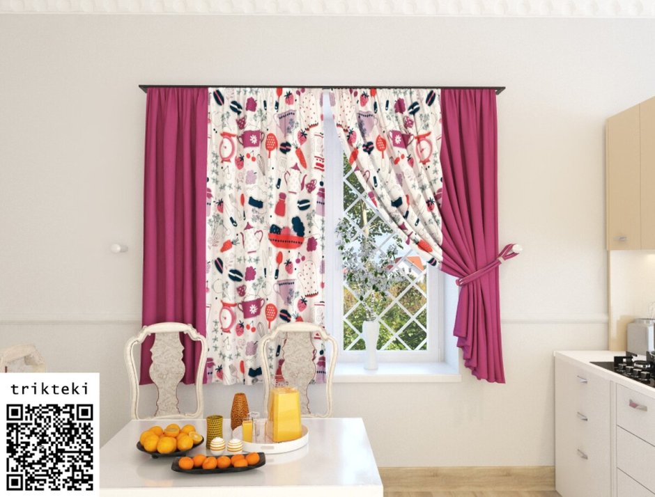 Шторы на кухню современные комбинированные