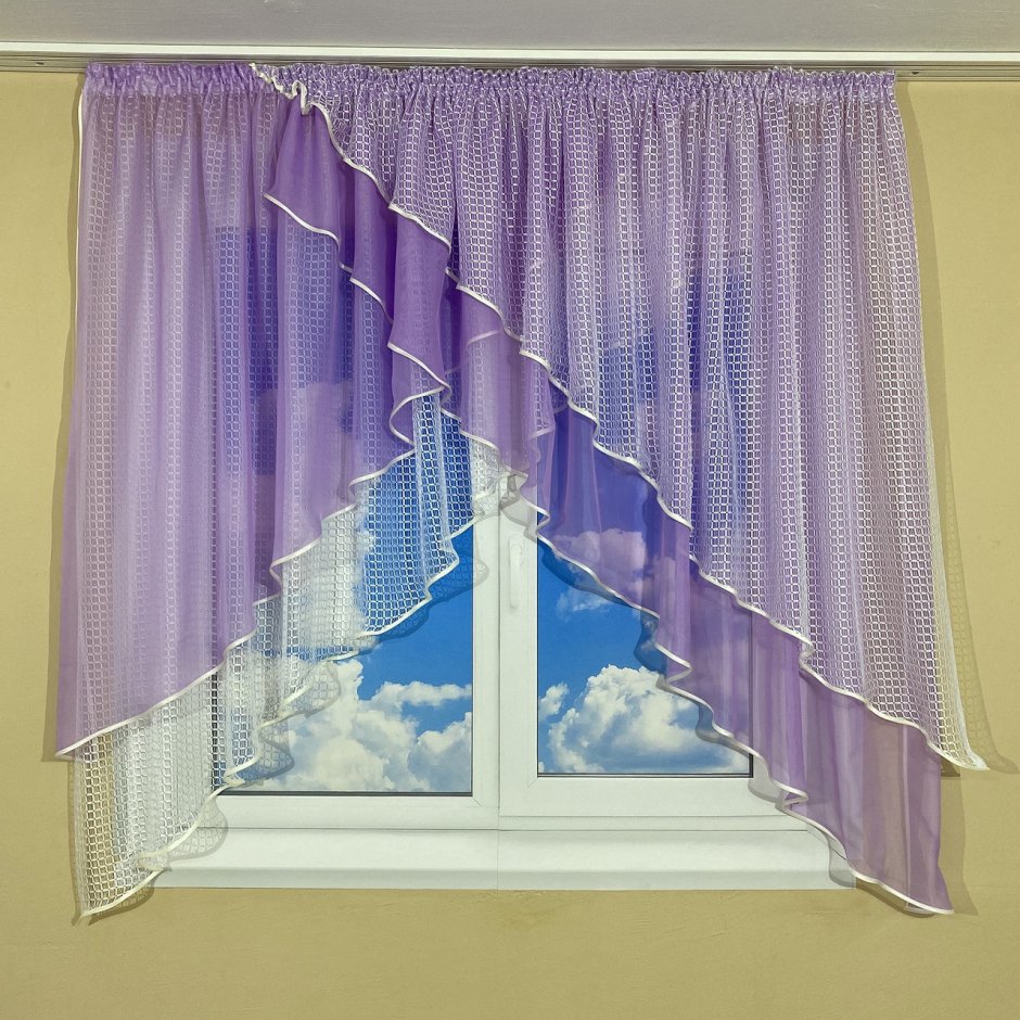 Кухонная занавеска TG Home №420 сиреневая 300*160