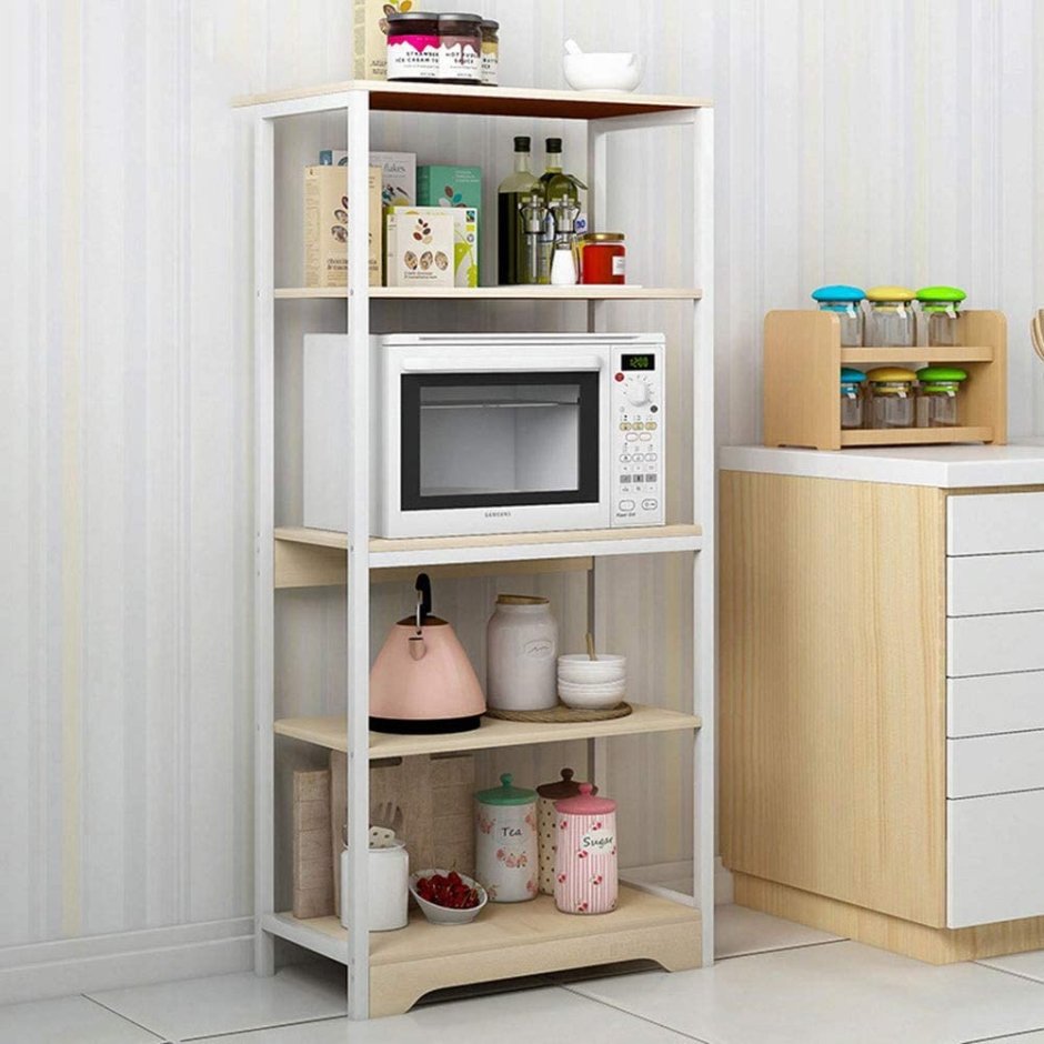 Стеллаж для микроволновки на кухне