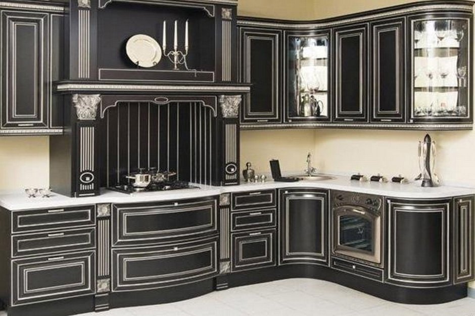 Кухня Корсика черная с серебром