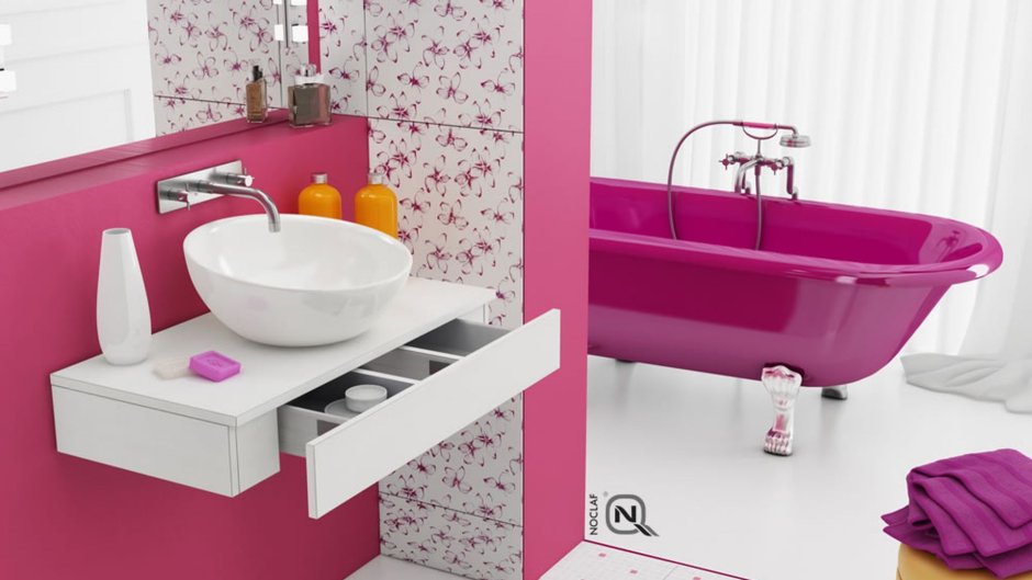 Ванная в малиновом цвете