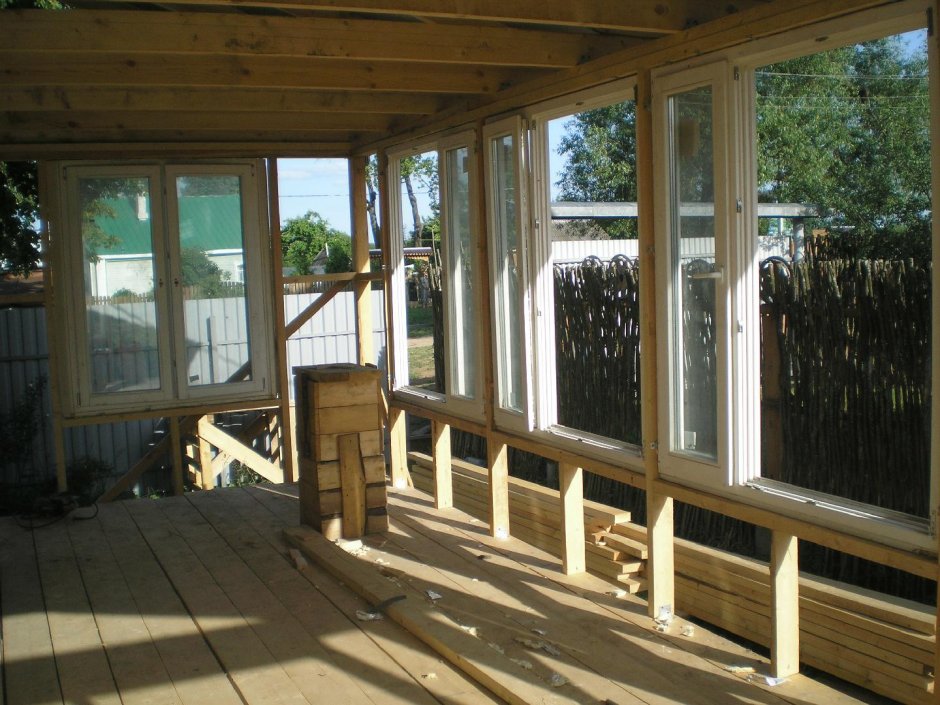 Обшивка веранды ОСБ внутри