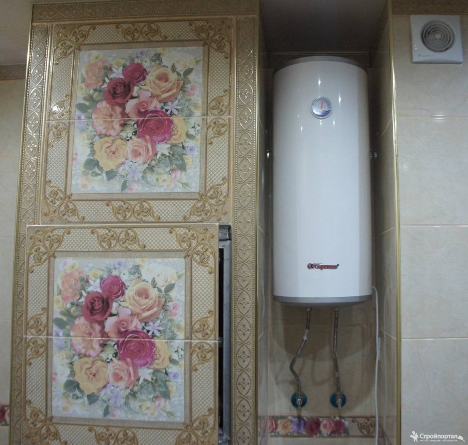 Водонагреватель в интерьере туалета