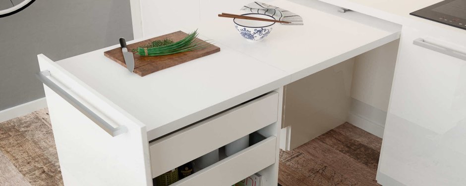 Тумба с выдвижным столом для кухни