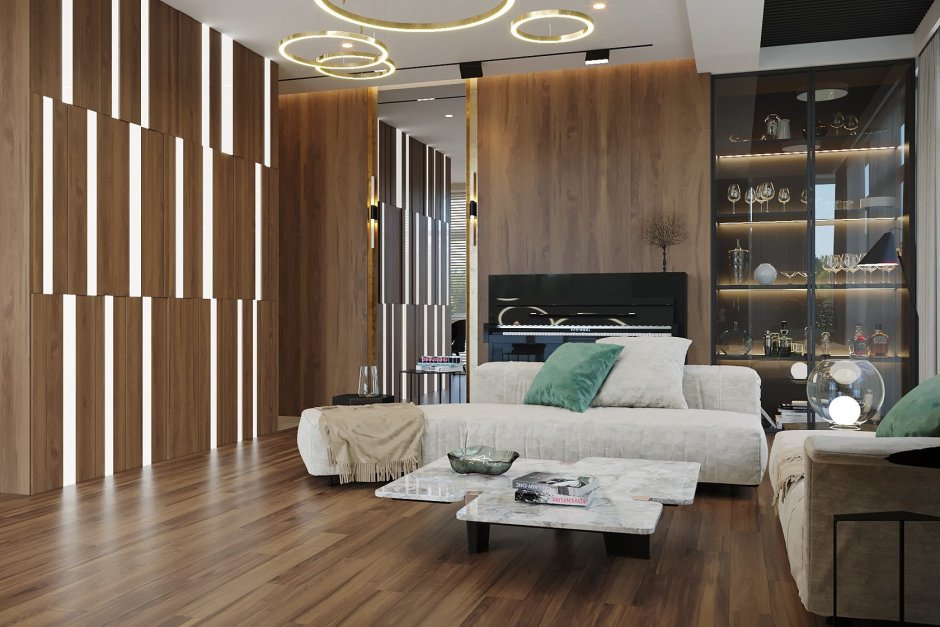 Шпонированные панели в интерьере