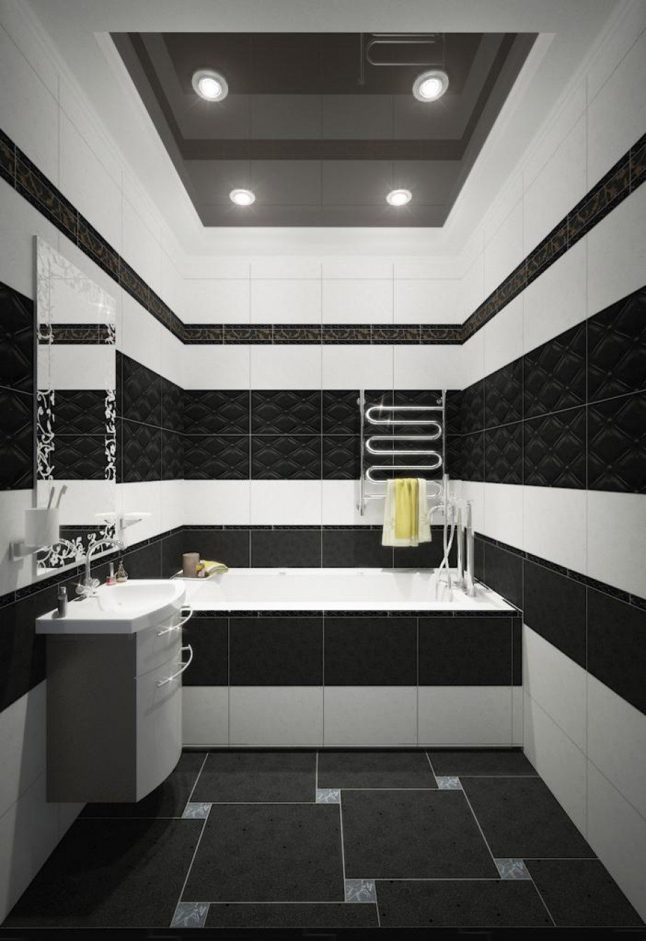 Ванная в черно белом классическом стиле