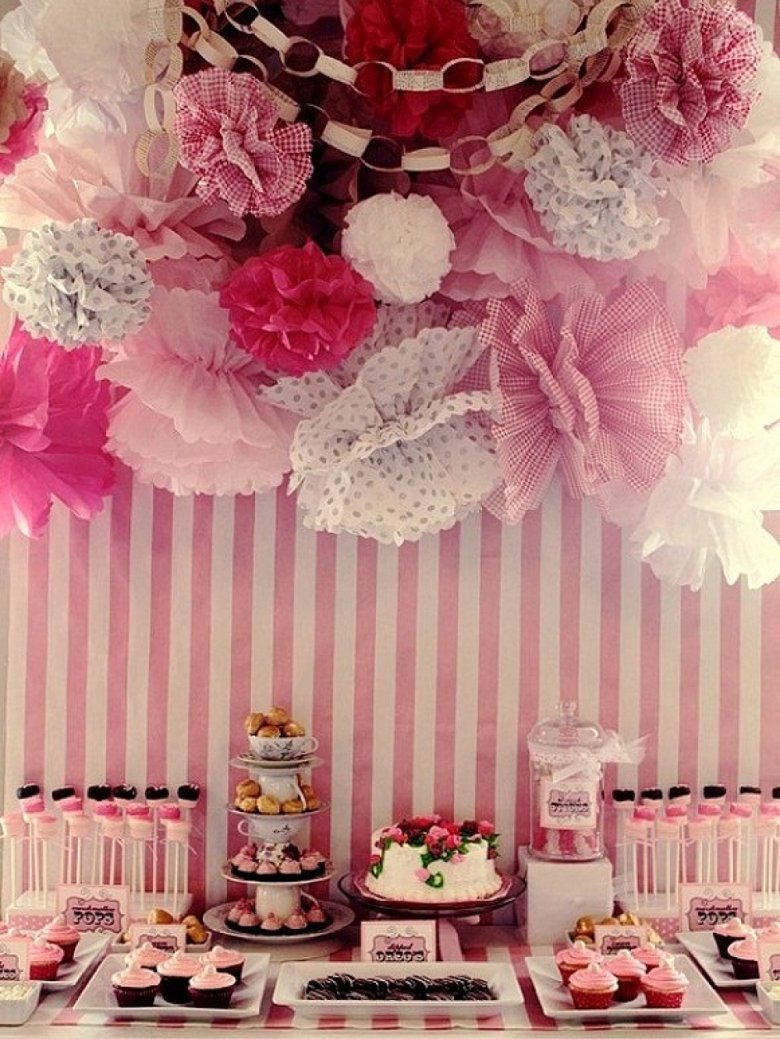 Розовый декор на день рождения