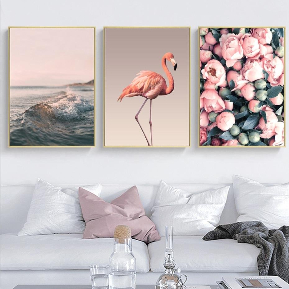 Фреска с розовыми Фламинго