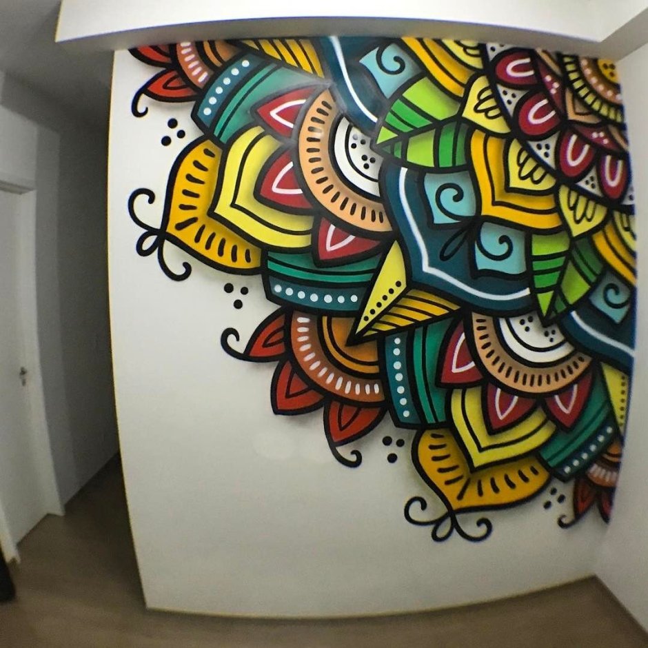 Мандала рисование на стене