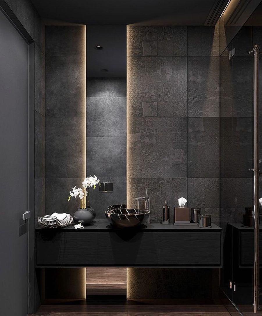 Ванные комнаты серые дизайн