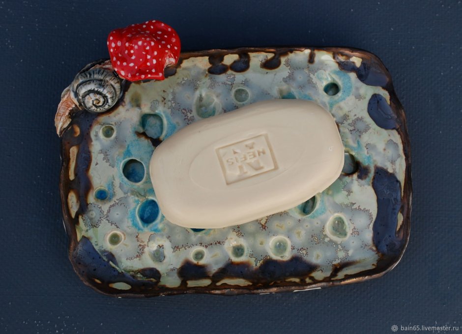 Купить мыльницу улитка голубую