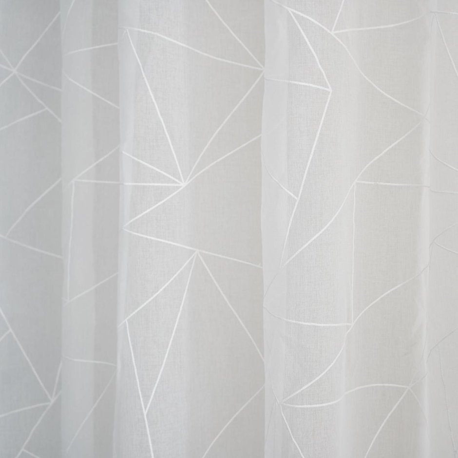 Тюль WITERRA геометрия на ленте 260 см белый