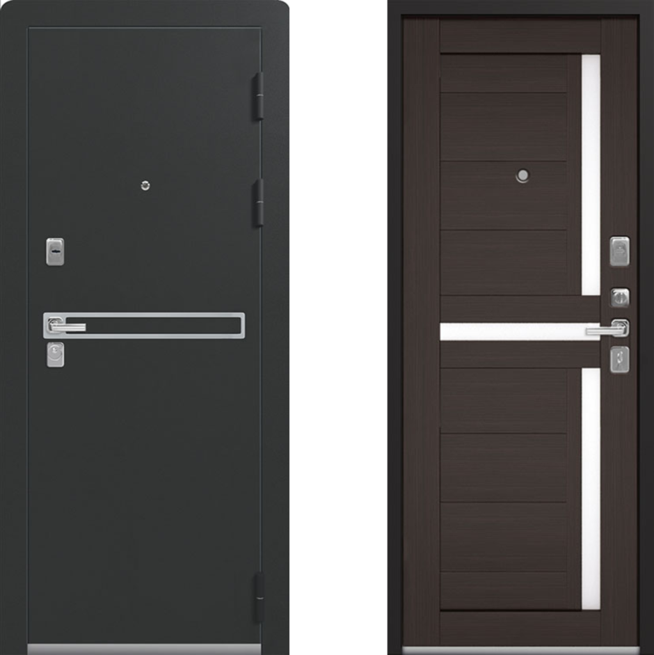 Входная дверь Центурион «Lux-3» черный муар-лиственница светлая