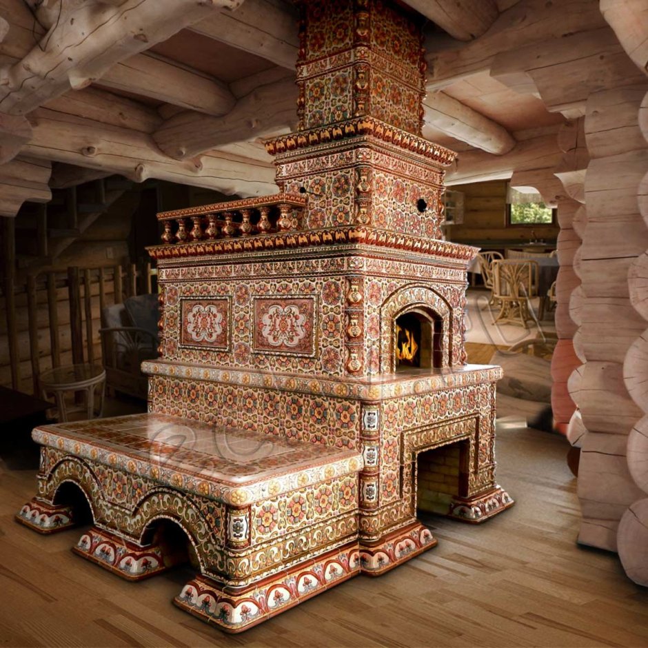 Печь с изразцовой лежанкой изразцовой