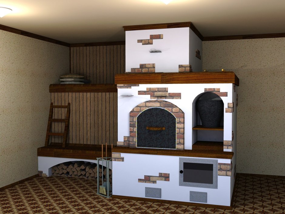 Русская печь с камином проекты