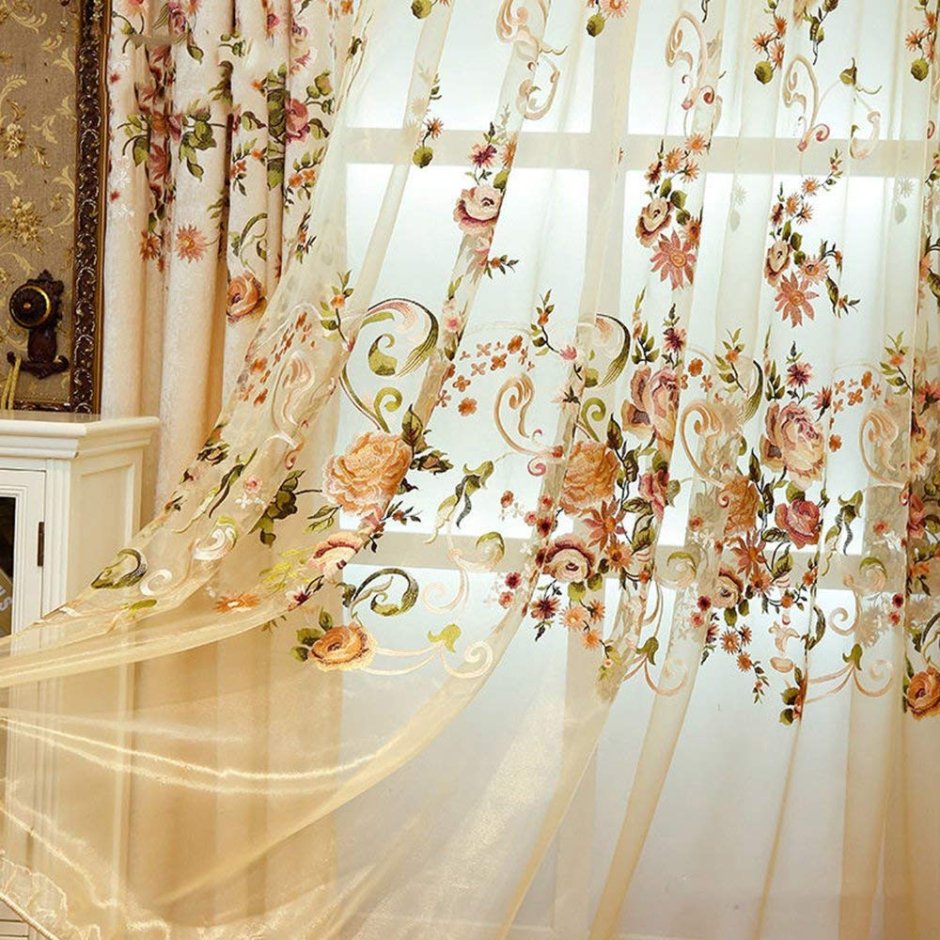 Белая тюль микросетка с вышивкой