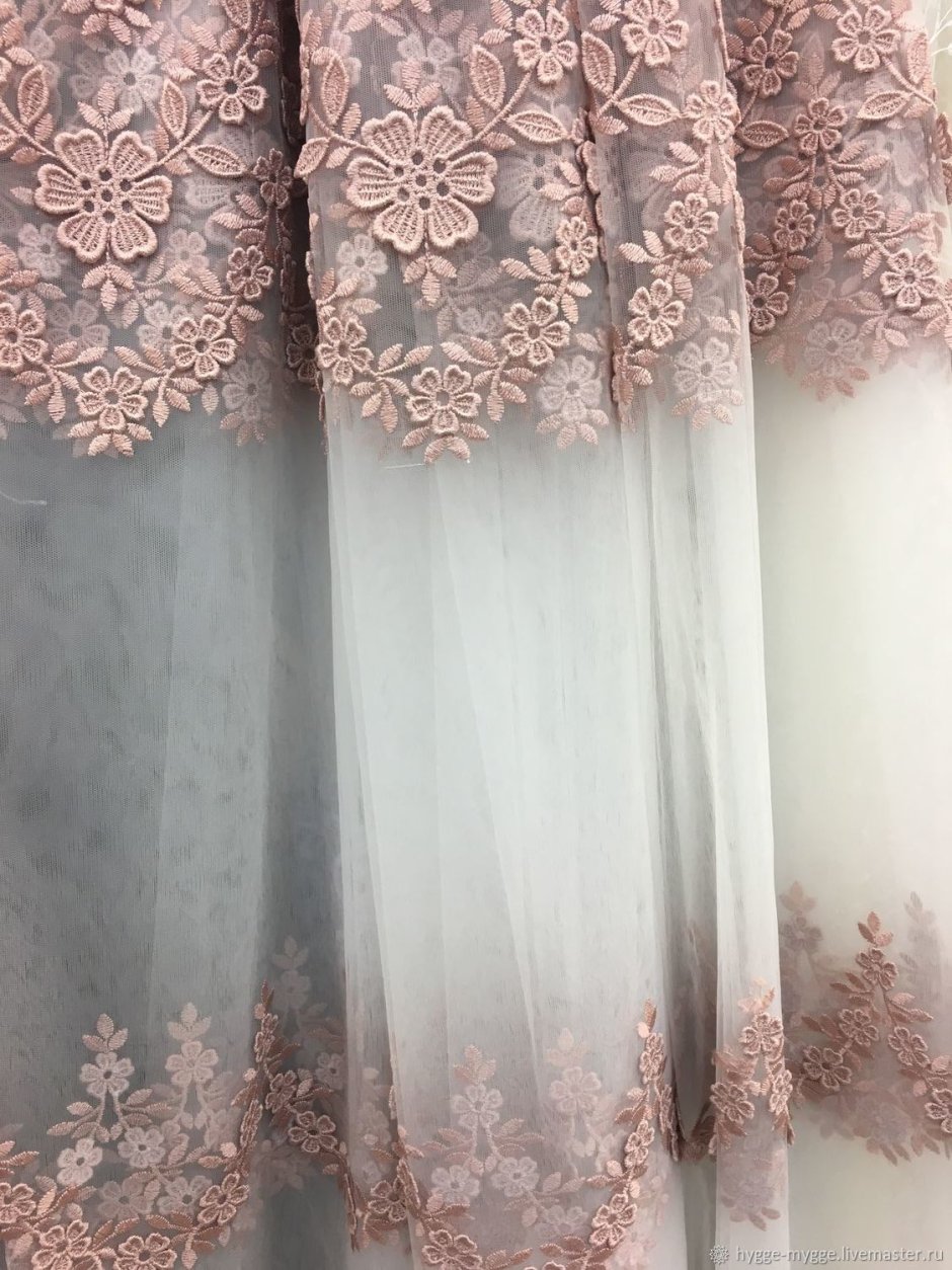 Тюль с вышивкой цветы