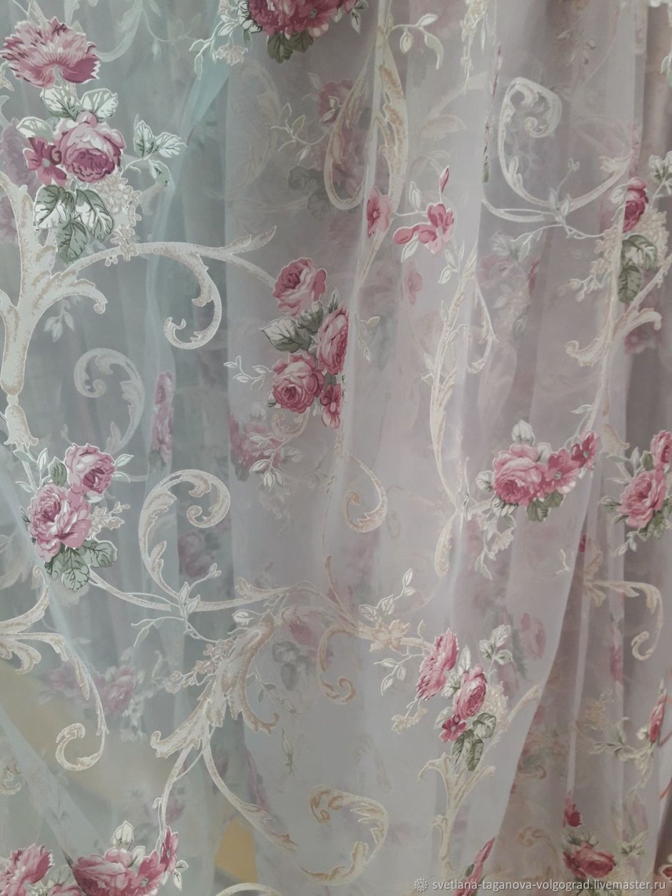 Тюль Деворе розы