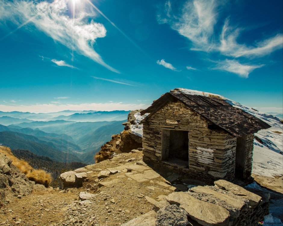 Кавказская сакля аул в горах