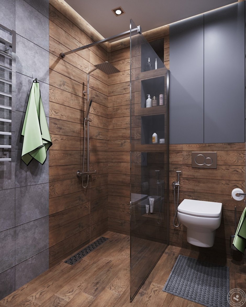 Ламинат на стене в ванной