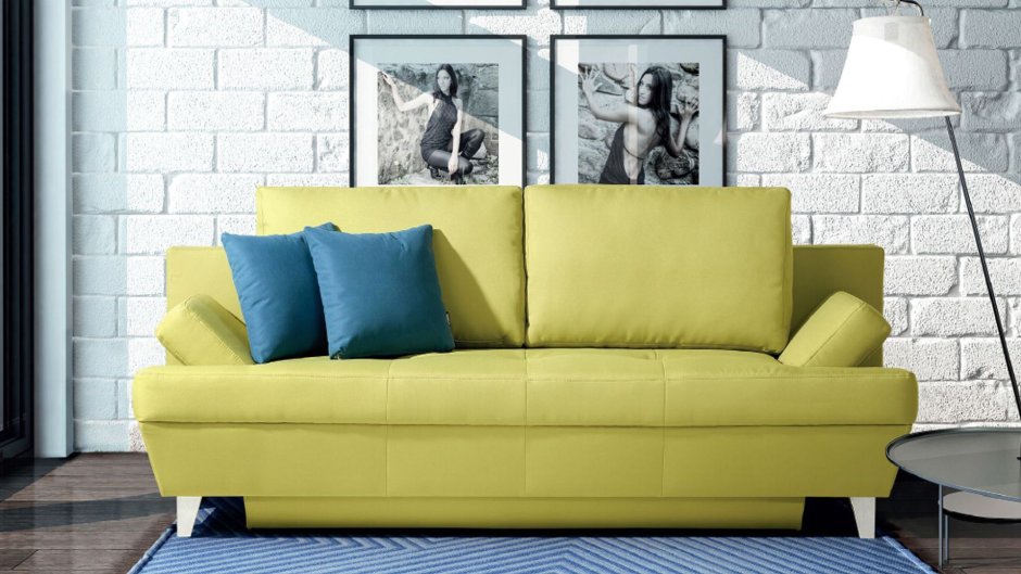 Желтый угловой диван