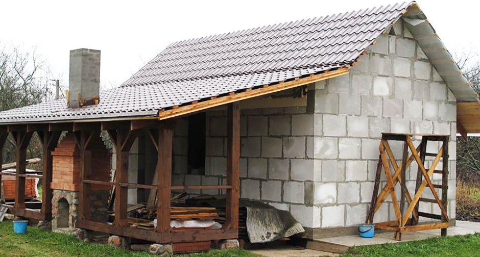 Пристройка газобетона.