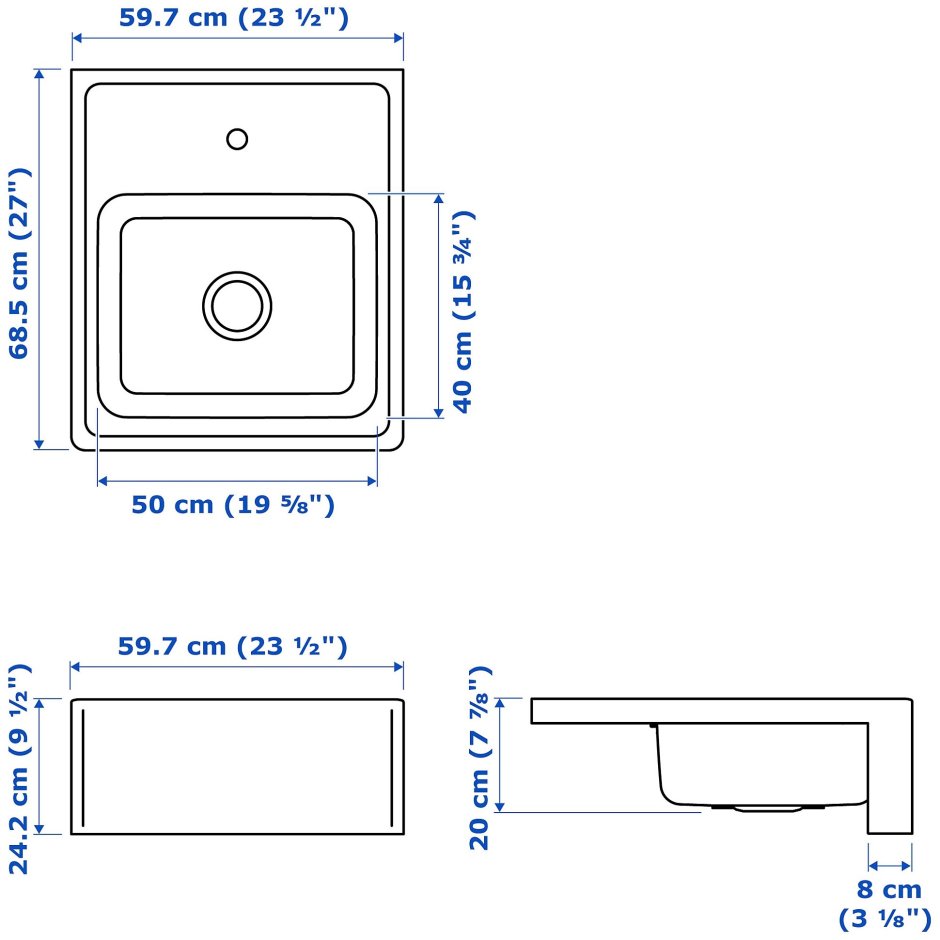 Мойка с видимой стенкой