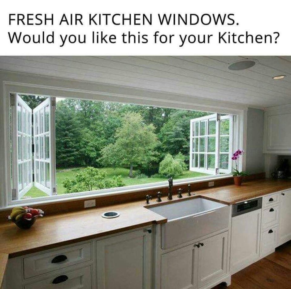 Кухонный гарнитур с использованием подоконника