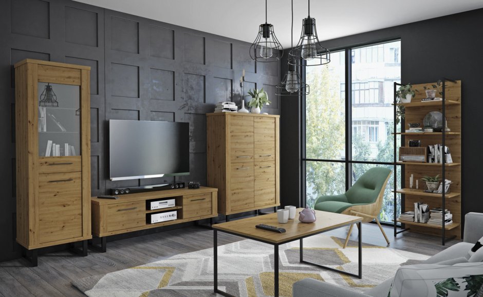 Гостиная Кармен дуб Вотан/белый