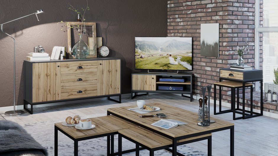 Гостиная из дерева в современном стиле