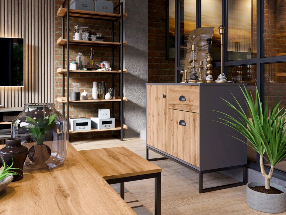 Стенка Калипсо бетон дуб Ватан модуль