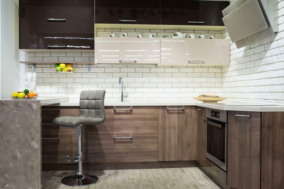 Мебель дуб Шамони темный кухни