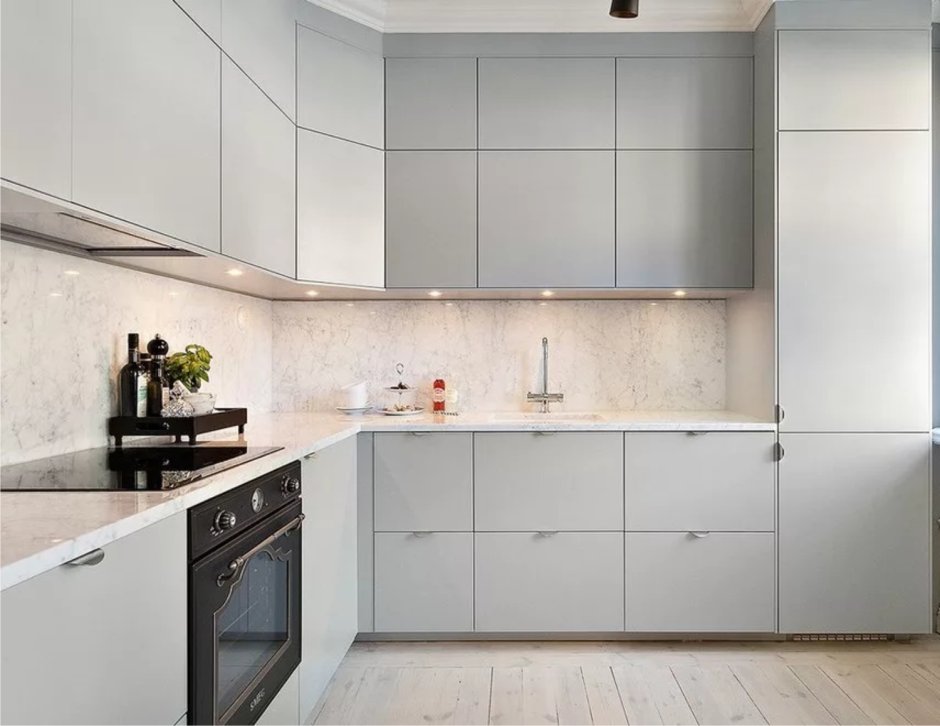 Серая матовая кухня икеа