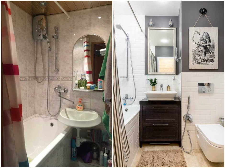 Ванная в хрущевке до и после