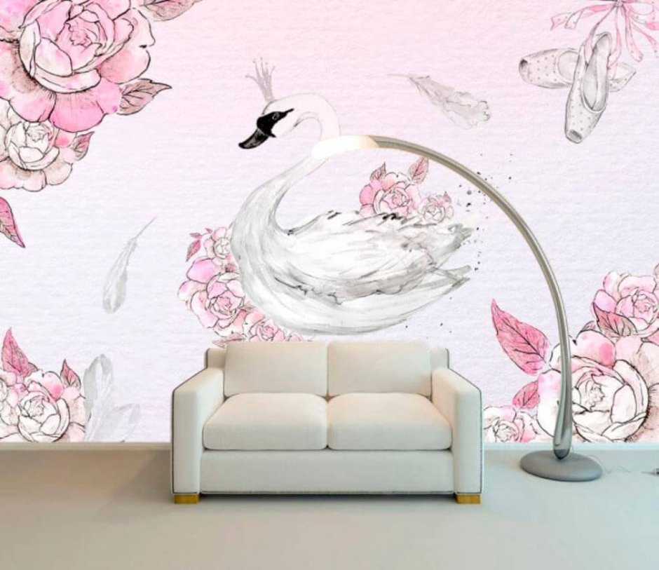 Фотообои с лебедями на стену