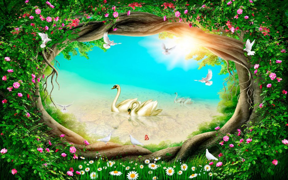 Фотообои лебеди