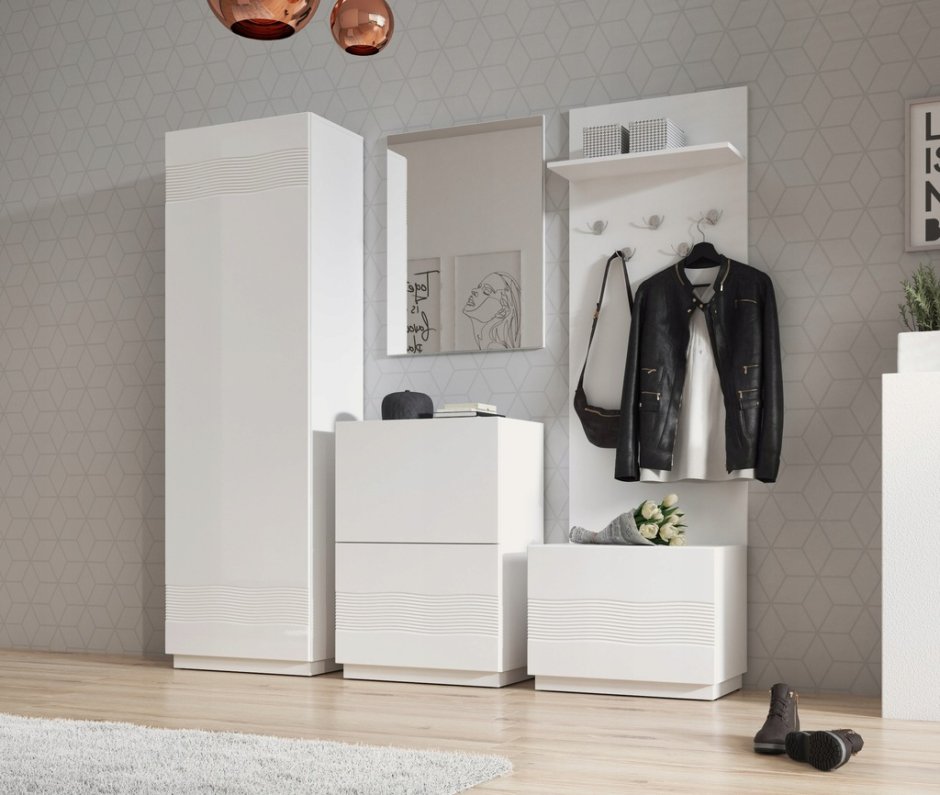 Semi Glossy White Wood MDF - Wardrobe