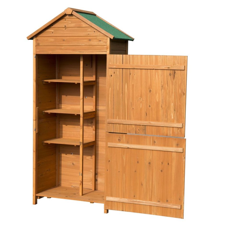 Уличный шкаф для садового инвентаря деревянный