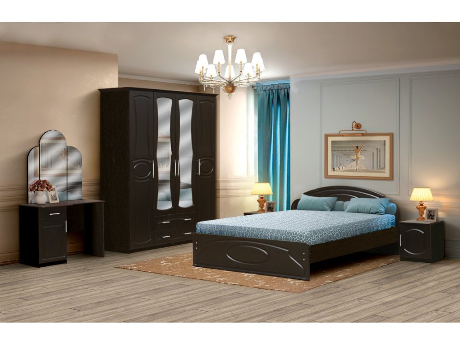 Модульная спальня Венеция дуб серый крафт / графит