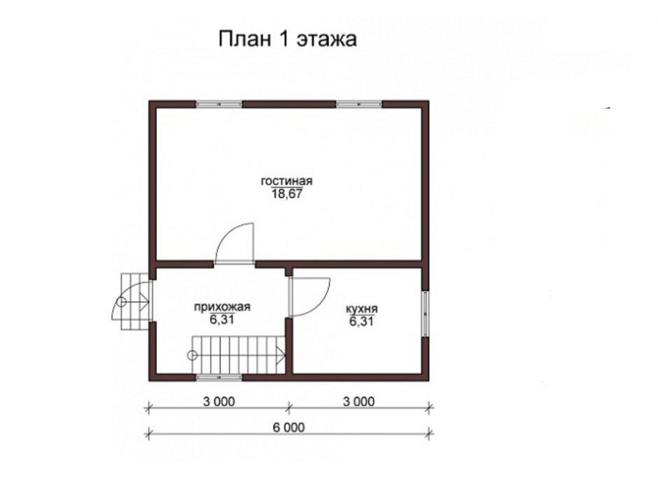 Планировка дачного домика 6х6 двухэтажный