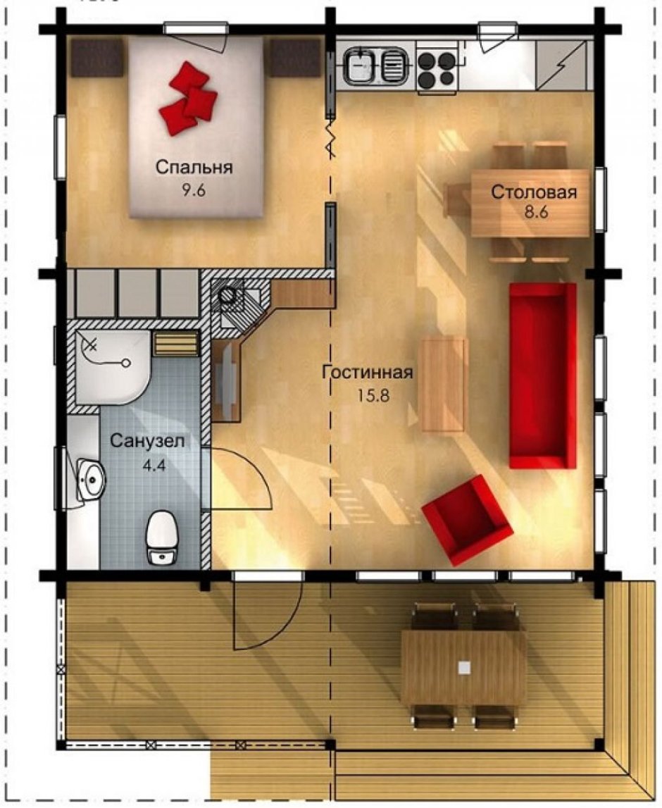 Планировка дачного домика 6х6